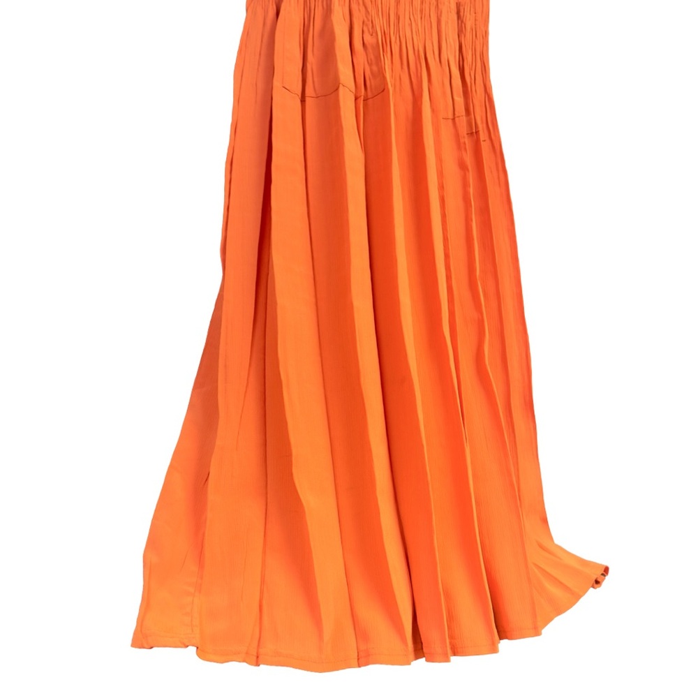 Textured and Pleated Orange Korean Kimeng Dress (Sm/M) - Picture 3 of 6